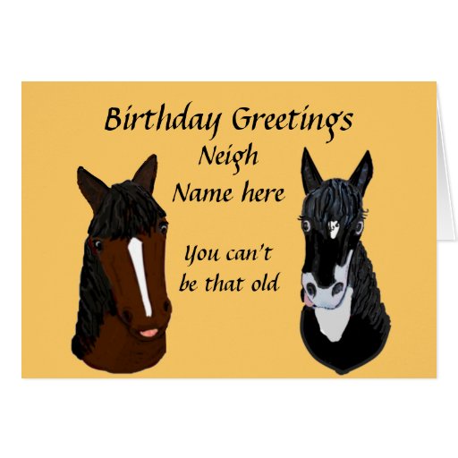 Funny horse Birthday Card add name front Zazzle
