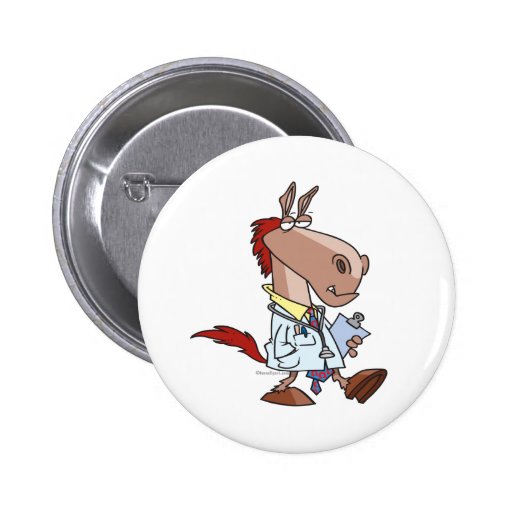 funny horse doc doctor cartoon pin