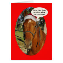 Funny horse in a Santa Hat Christmas Greeting Card