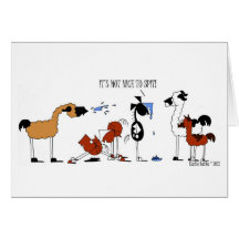 Funny Horse & Llama Cartoon Greeting Card
