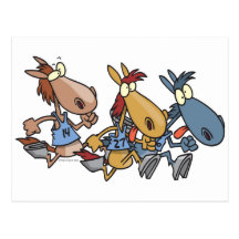 funny horse racing cartoon post card