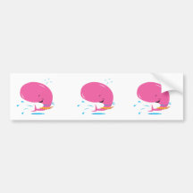 funny hula pink whale bumper stickers