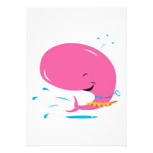 funny hula pink whale personalized invite