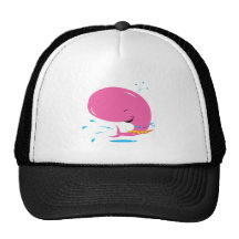 funny hula pink whale trucker hat