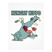 funny hungry hippo cartoon custom invites