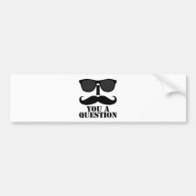 Funny I Moustache You A Question Black Sunglasses Bumper Sticker