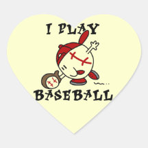 Funny I Play Baseball Tshirts and Gifts Heart Stickers