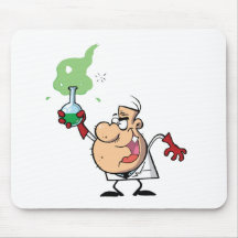 Funny Mad Scientist Holding Green Potion Mouse Mats