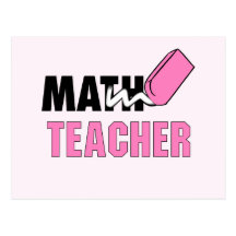 Funny Math Teacher Pink Eraser Postcards