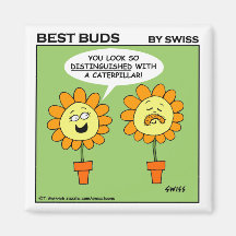 Funny Moustache Flower Cartoon Fridge Magnet