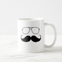 funny moustache glasses in black coffee mug