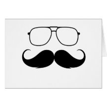 funny moustache glasses in black greeting cards