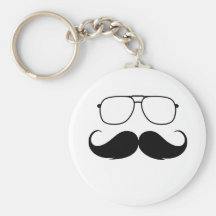 funny moustache glasses in black key chain