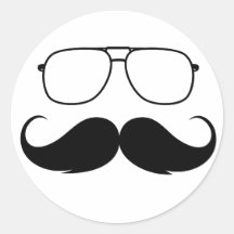 funny moustache glasses in black sticker