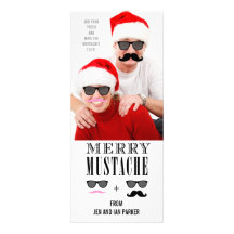 Funny Moustache Holiday Photo Card Personalised Invite