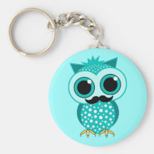 funny moustache owl key chain