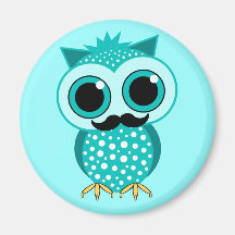 funny moustache owl magnet