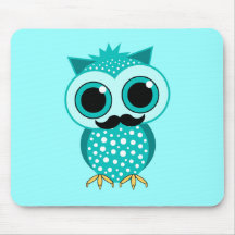 funny moustache owl mousemats