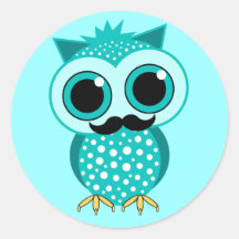 funny moustache owl sticker