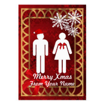 Funny Mr & Mrs  Santa personalised Christmas tag Business Card Template