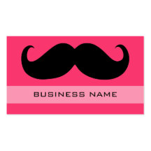 Funny Mustache and Plain Hot Pink Business Cards