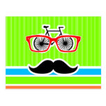 Funny Mustache; Retro Neon Rainbow Postcards