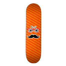 Funny Mustache with Orange Stripes Custom Skateboard