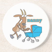 funny nanny goat pushing stroller cartoon coasters