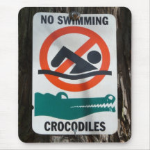 Funny NO SWIMMING Warning Sign Mousemats