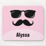 Funny personalised pink mousepad with moustache