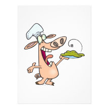 funny pig chef with pig slop dish cartoon custom invitations
