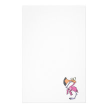 funny pink flamingo with foot in mouth stationery