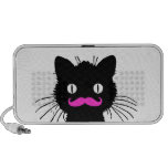 FUNNY PINK MUSTACHE BLACK CAT NOTEBOOK SPEAKER