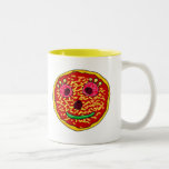 Funny pizza face mugs