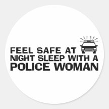 Funny Police Woman Round Stickers