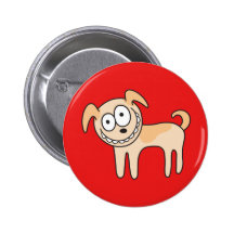 Funny puppy dog cute kids animal cartoon on red button
