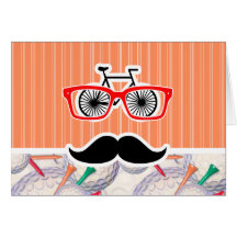 Funny Random Mustache, Golf Balls & Tees Cards