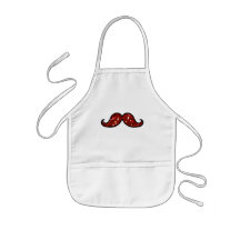 FUNNY RED MUSTACHE PRINTED GLITTER APRON