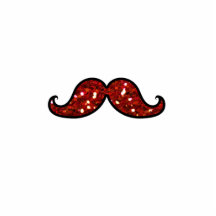 FUNNY RED MUSTACHE PRINTED GLITTER PHOTO CUTOUT