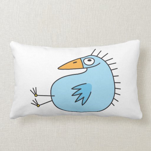 Funny relaxing blue bird cute animal cartoon throw pillow Zazzle