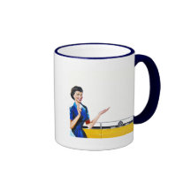 Funny Retro Housewife with Washing Machine Coffee Mug