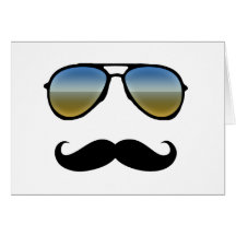Funny Retro Sunglasses with Moustache Greeting Card
