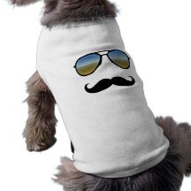 Funny Retro Sunglasses with Moustache Dog Tee Shirt