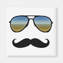 Funny Retro Sunglasses with Moustache Refrigerator Magnets