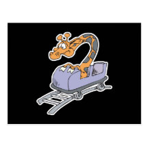 funny roller coaster giraffe postcard