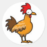 Funny rooster round stickers