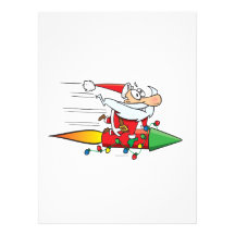 funny santa claus on a rocket cartoon personalised announcements