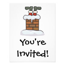 funny santa stuck in chimney custom invites