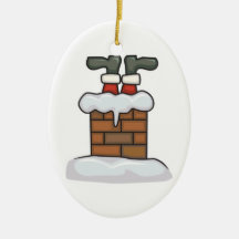 funny santa stuck in chimney christmas tree ornament