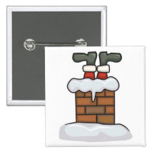 funny santa stuck in chimney pinback buttons